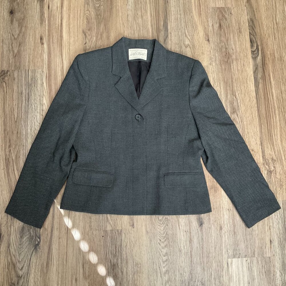 Lord & Taylor‎ Wool Blend Blazer Jacket Petite Size 12P Gray